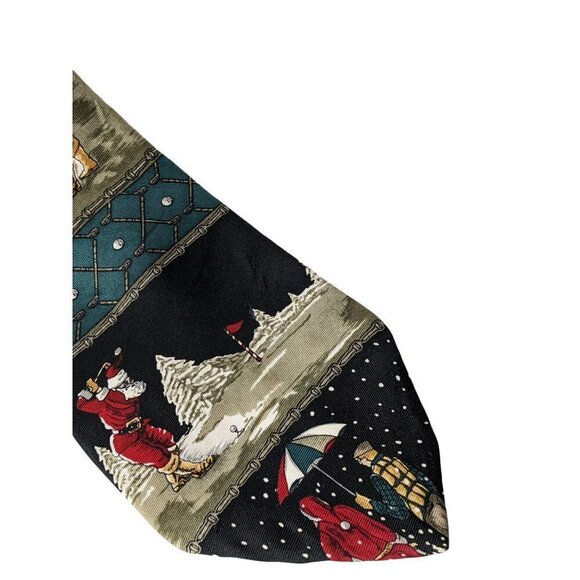 Basics By Croft & Barrow Christmas Santa Claus Golfing Novelty Silk Necktie - Picture 3 of 7